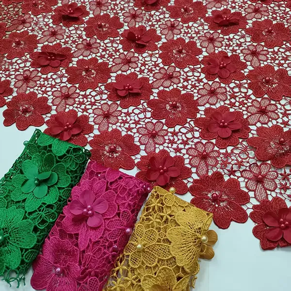 Vintage Multi Color Embroidery Mesh Lace Fabric For Dresses