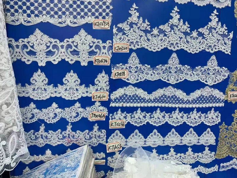 Luxury White Bridal French Lace Embroidered Bridal Lace Trim for Wedding Dress