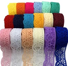 Icke elastisk spets trim Chinlon Glister Shinning Metallic Gold Colorful Lace