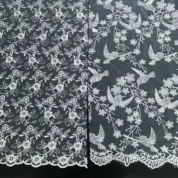 Tulle tyg broderi spetsar tyg